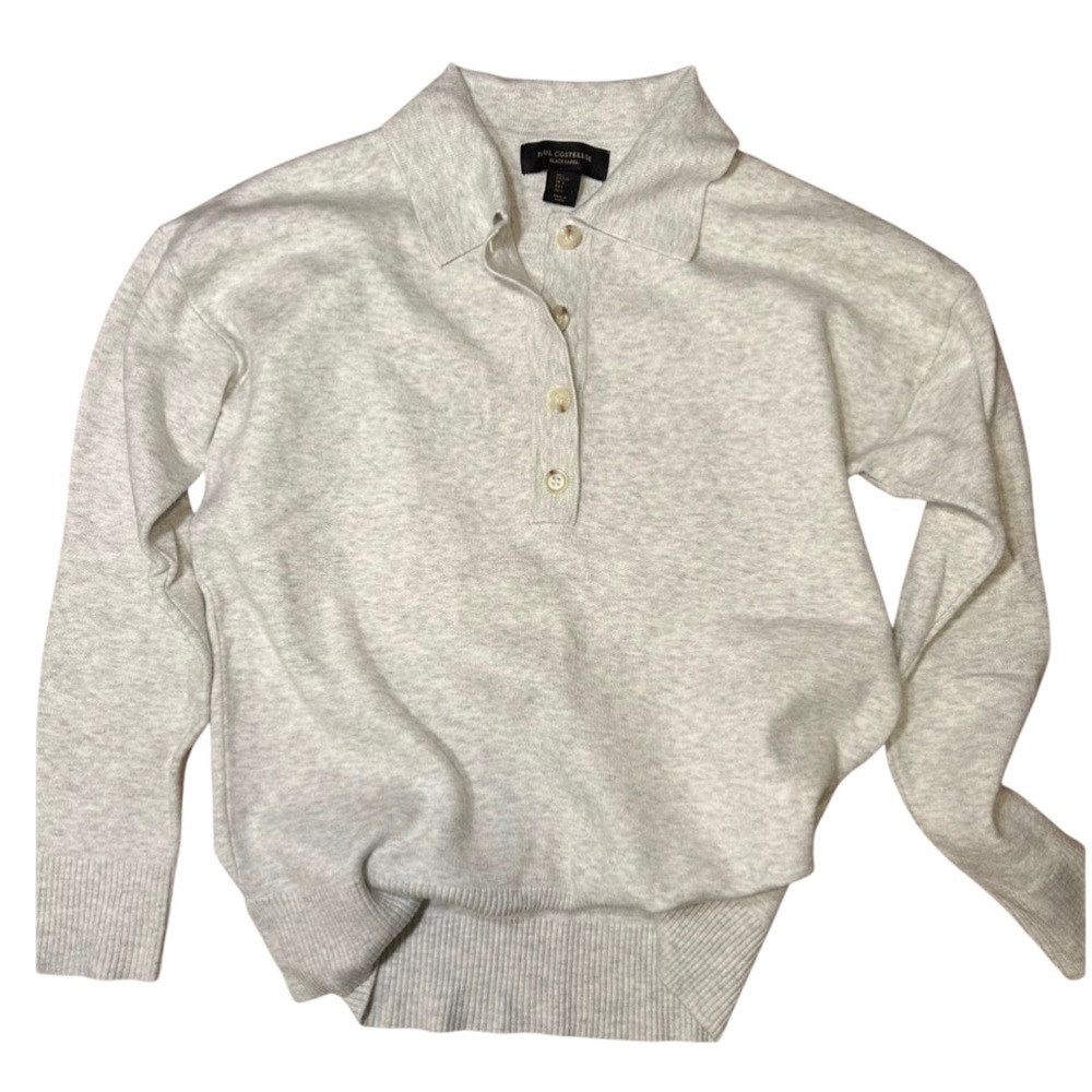 Paul Costelloe Black Label Cream/Gray Pullover Sweater, L, Soft